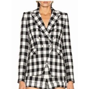 Veronica Beard Gingham Check Plaid Dickey Miller Jacket Blazer Double Breasted 6